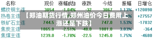 【郑油期货行情,郑州油价今日费用上涨还是下跌】-第2张图片